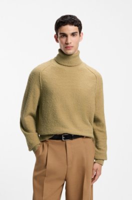 Relaxed-fit rollneck sweater in a textured cotton blend