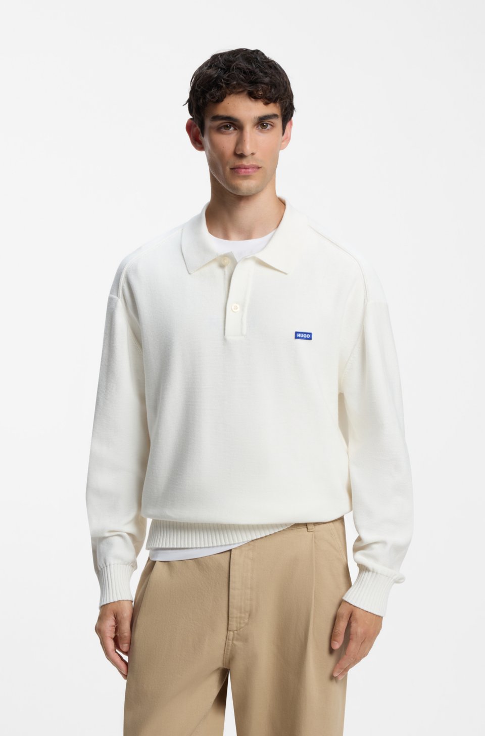 Oversized-fit polo sweater in cotton