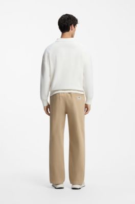 Oversized-fit polo sweater in cotton, Natural