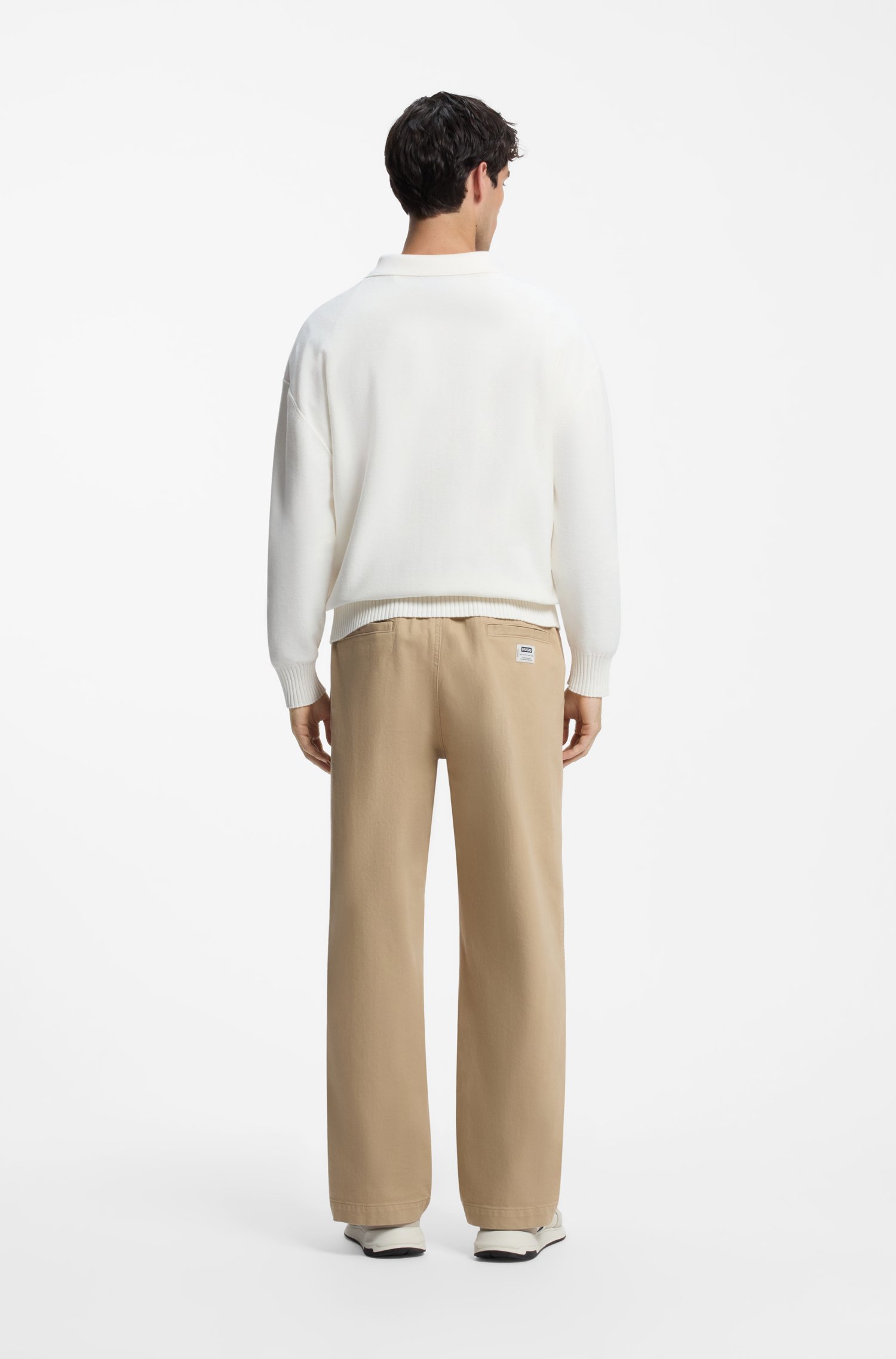 Hugo Oversized-fit polo sweater in cotton tröjor herr – bild 3