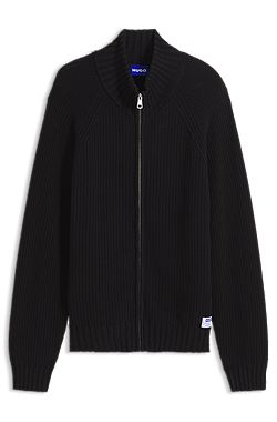 Zip-up relaxed-fit sweater in pure cotton