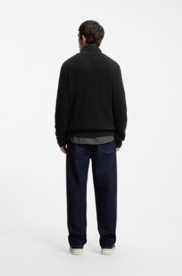 Hugo Zip-up relaxed-fit sweater in pure cotton koftor & cardigans herr – bild 3
