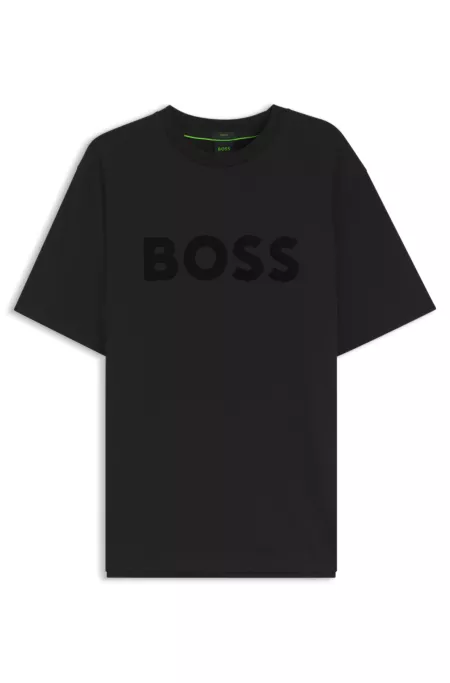 T-shirt en coton stretch avec logo floqué ton sur ton