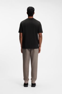 Tonal flock-logo T-shirt in stretch cotton, Black
