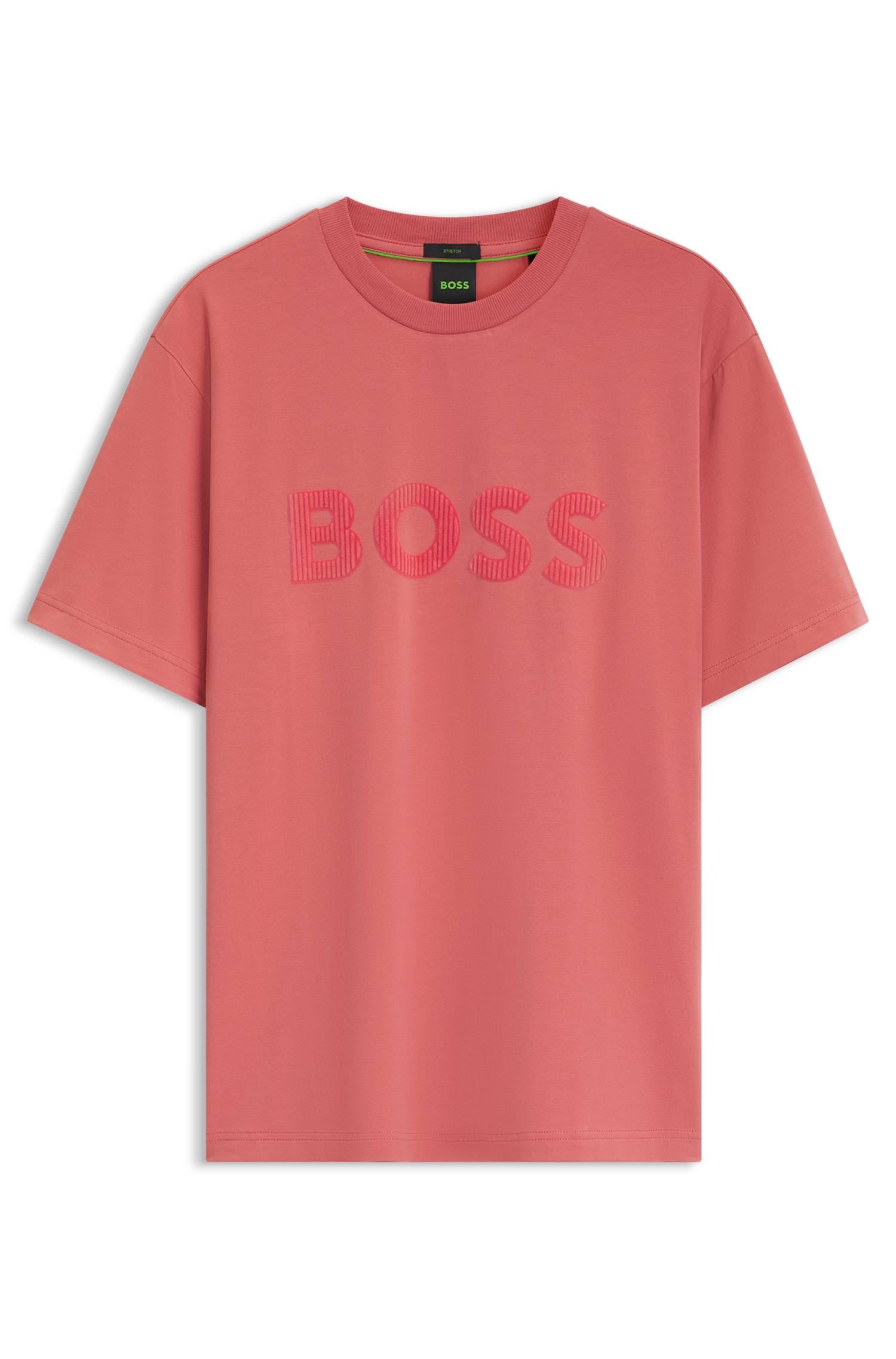Boss Tonal flock-logo T-shirt in stretch cotton herr – bild 4