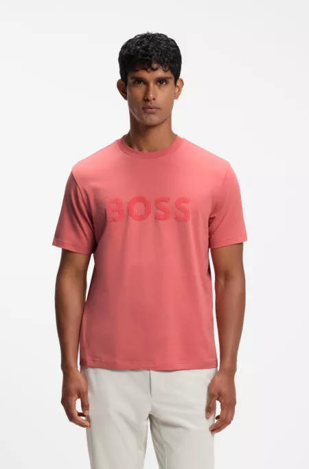 T-shirt en coton stretch avec logo floqué ton sur ton