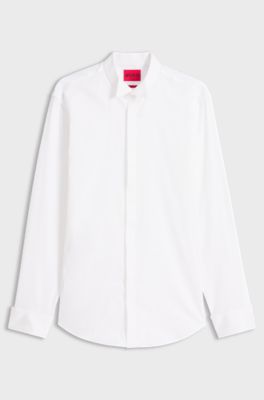 Slim-fit evening shirt in stretch cotton, White