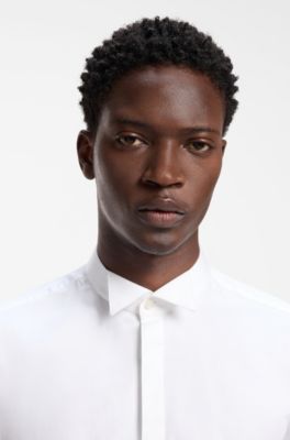 Slim-fit evening shirt in stretch cotton, White