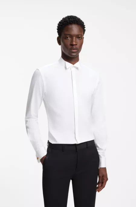 Slim-fit evening shirt in stretch cotton
