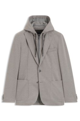 Slim-fit jacket with inner hoodie, Silver