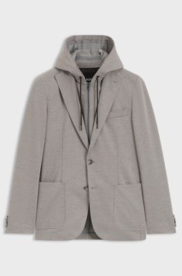 Slim-fit jacket with inner hoodie, Silver