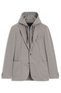 Slim-fit jacket with inner hoodie, Silver