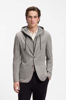 Slim-fit jacket with inner hoodie, Silver