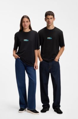 Cotton T-shirt with graphic print, Black