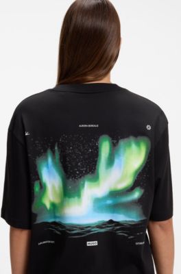 Cotton T-shirt with graphic print, Black
