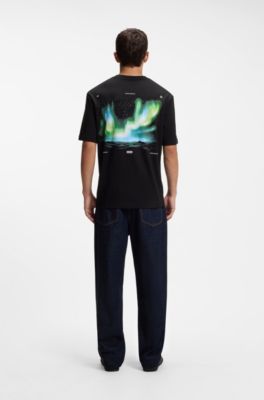 Cotton T-shirt with graphic print, Black