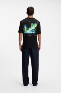 Cotton T-shirt with graphic print, Black