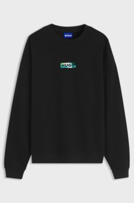 Sweatshirt aus Baumwoll-Terry mit Grafik-Print, Schwarz