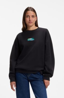 Sweatshirt aus Baumwoll-Terry mit Grafik-Print, Schwarz