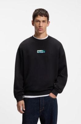 Cotton-terry sweatshirt with graphic print, Black