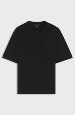 Porsche x BOSS Signatuur-editie gebreid T-shirt, Zwart
