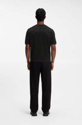 Porsche x BOSS Signatuur-editie gebreid T-shirt, Zwart