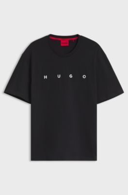 Cotton beach top with a silver foil logo, Black