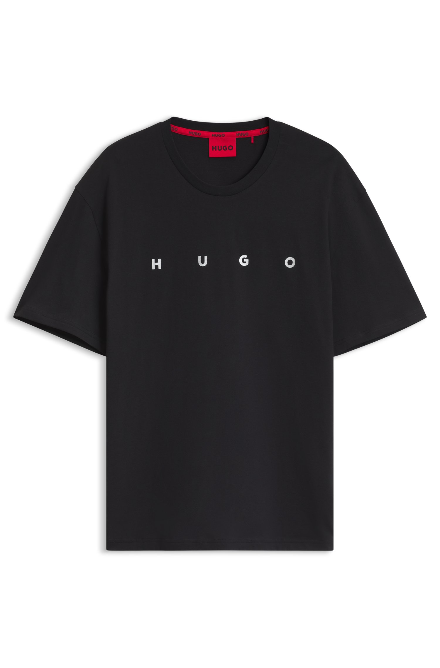 Hugo Cotton beach top with a silver foil logo t-shirts herr