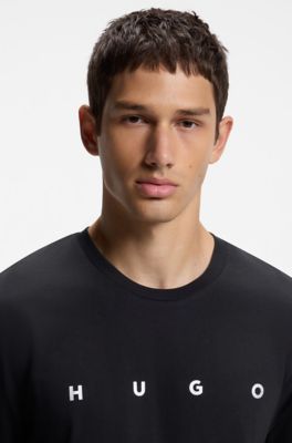 Cotton beach top with a silver foil logo, Black