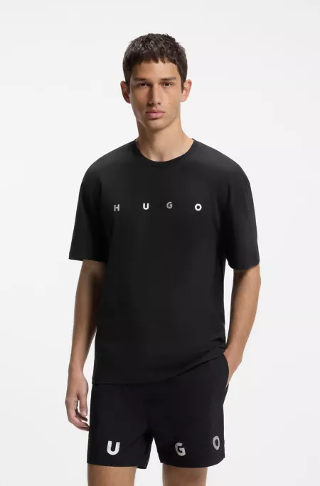 Haut en coton avec logo métallisé argenté