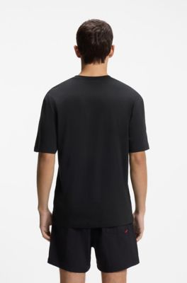 Cotton beach top with a silver foil logo, Black