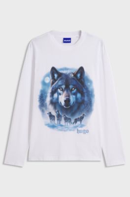 Cotton T-shirt with graphic print, White
