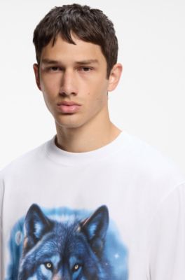 Cotton T-shirt with graphic print, White