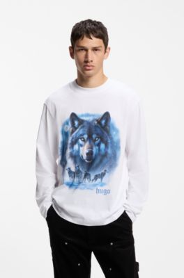 Cotton T-shirt with graphic print, White