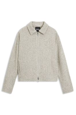 Regular-fit blazer in two-tone tweed, Light Beige