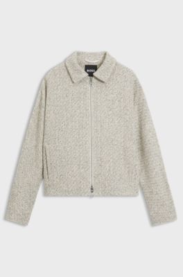 Regular-fit blazer in two-tone tweed, Light Beige