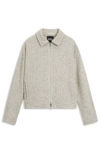 Regular-fit blazer in two-tone tweed, Light Beige