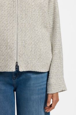 Regular-fit blazer in two-tone tweed, Light Beige