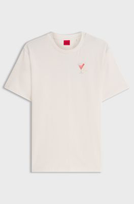 Graphic-print T-shirt in cotton jersey, Natural