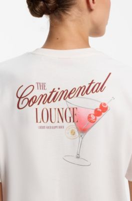 Graphic-print T-shirt in cotton jersey, Natural