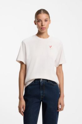 Graphic-print T-shirt in cotton jersey, Natural