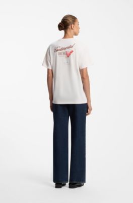Graphic-print T-shirt in cotton jersey, Natural