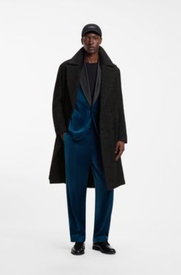 Textured alpaca-blend virgin wool coat, Black