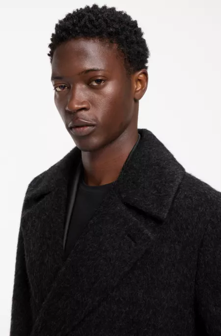 Manteau texturé en mélange de laine vierge et d’alpaga