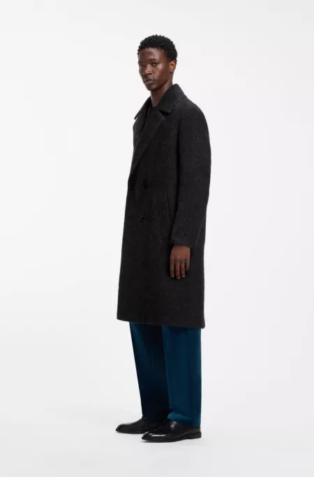 Manteau texturé en mélange de laine vierge et d’alpaga