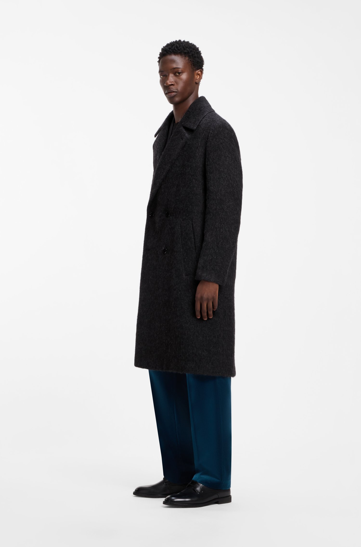 Hugo Textured alpaca-blend virgin wool coat kappor & rockar herr