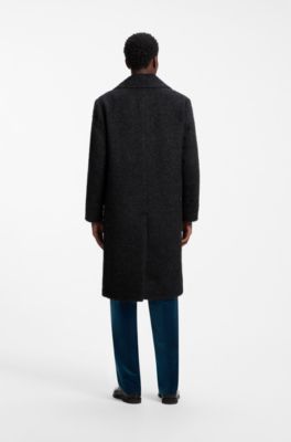 Textured alpaca-blend virgin wool coat, Black