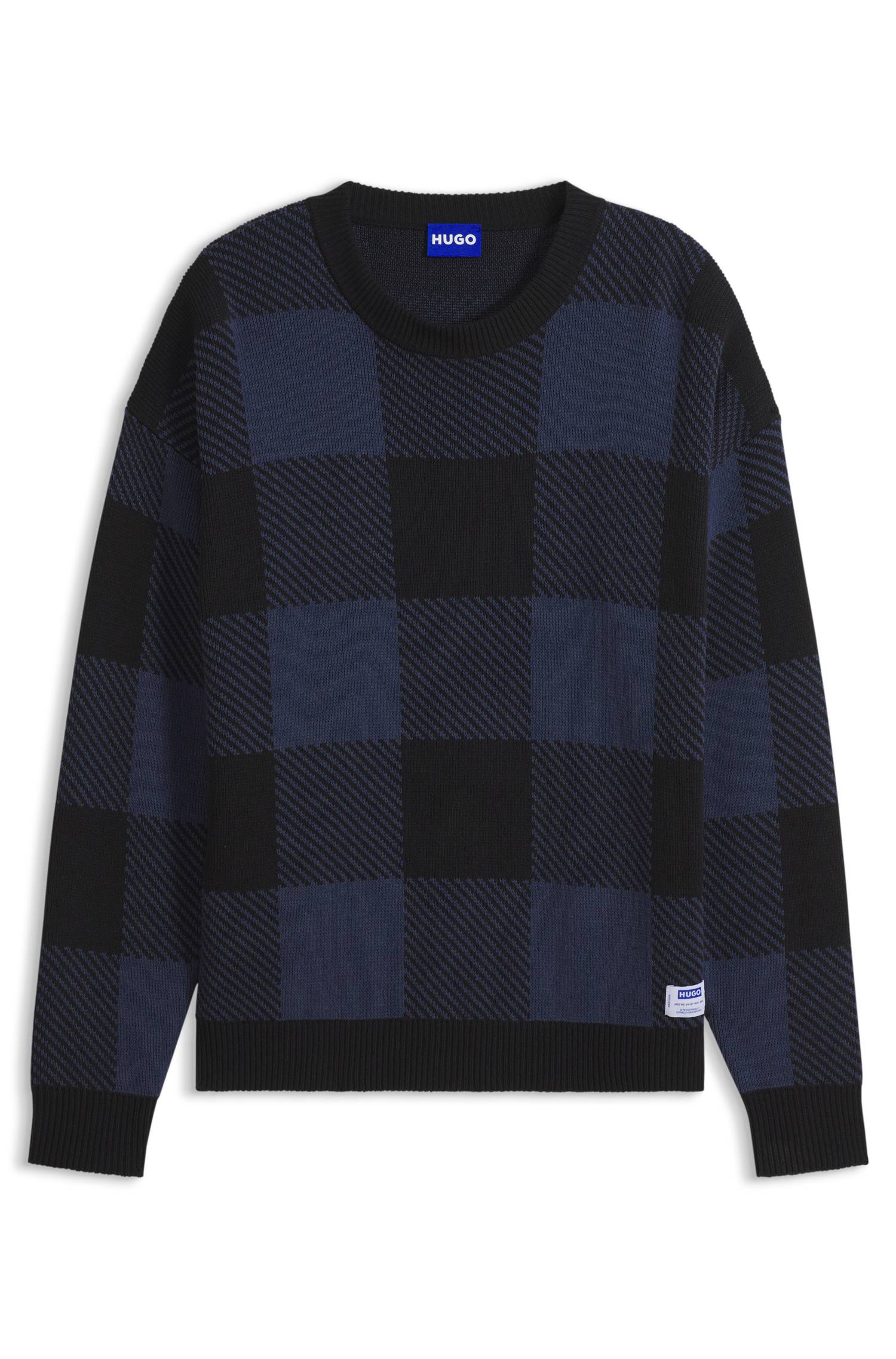Hugo Relaxed-fit sweater with buffalo check stickade tröjor herr – bild 4