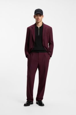 Structured polo sweater in a wool blend, Black