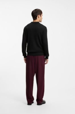 Structured polo sweater in a wool blend, Black